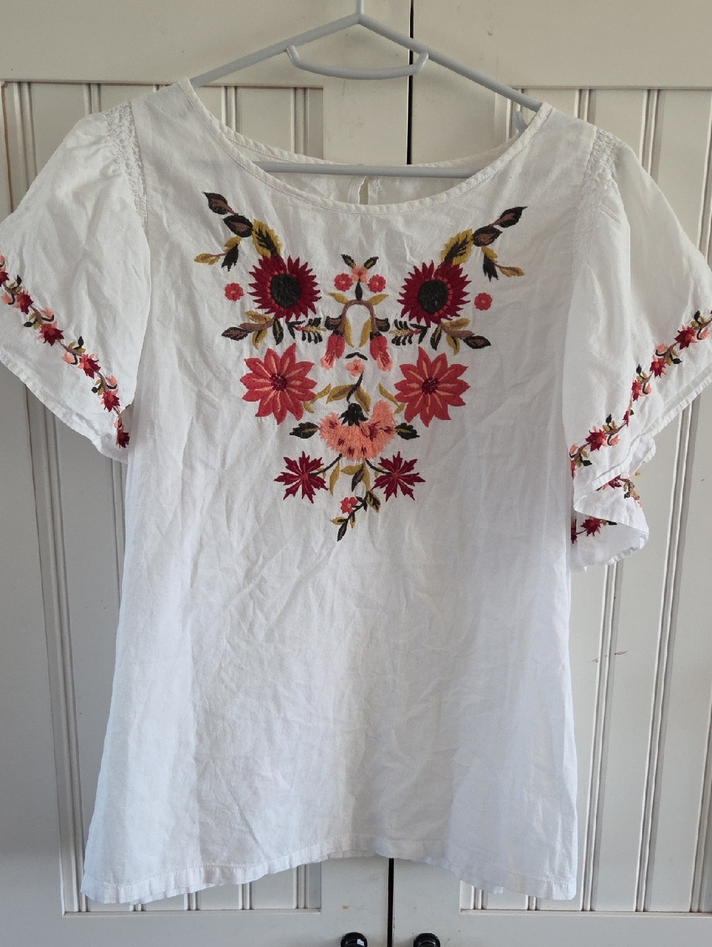 Loft Womens Embroidered Top Size M